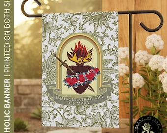 CATHOLIC Immaculate Heart of Mary, Marian Home Banner, Blessed Virgin Mary's Immaculate Heart House Decor Yard Flag - Garden & House Banner
