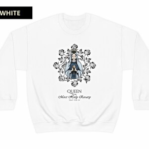 Floral Queen of the Most Holy Rosary Sweatshirt, Mother of God ...