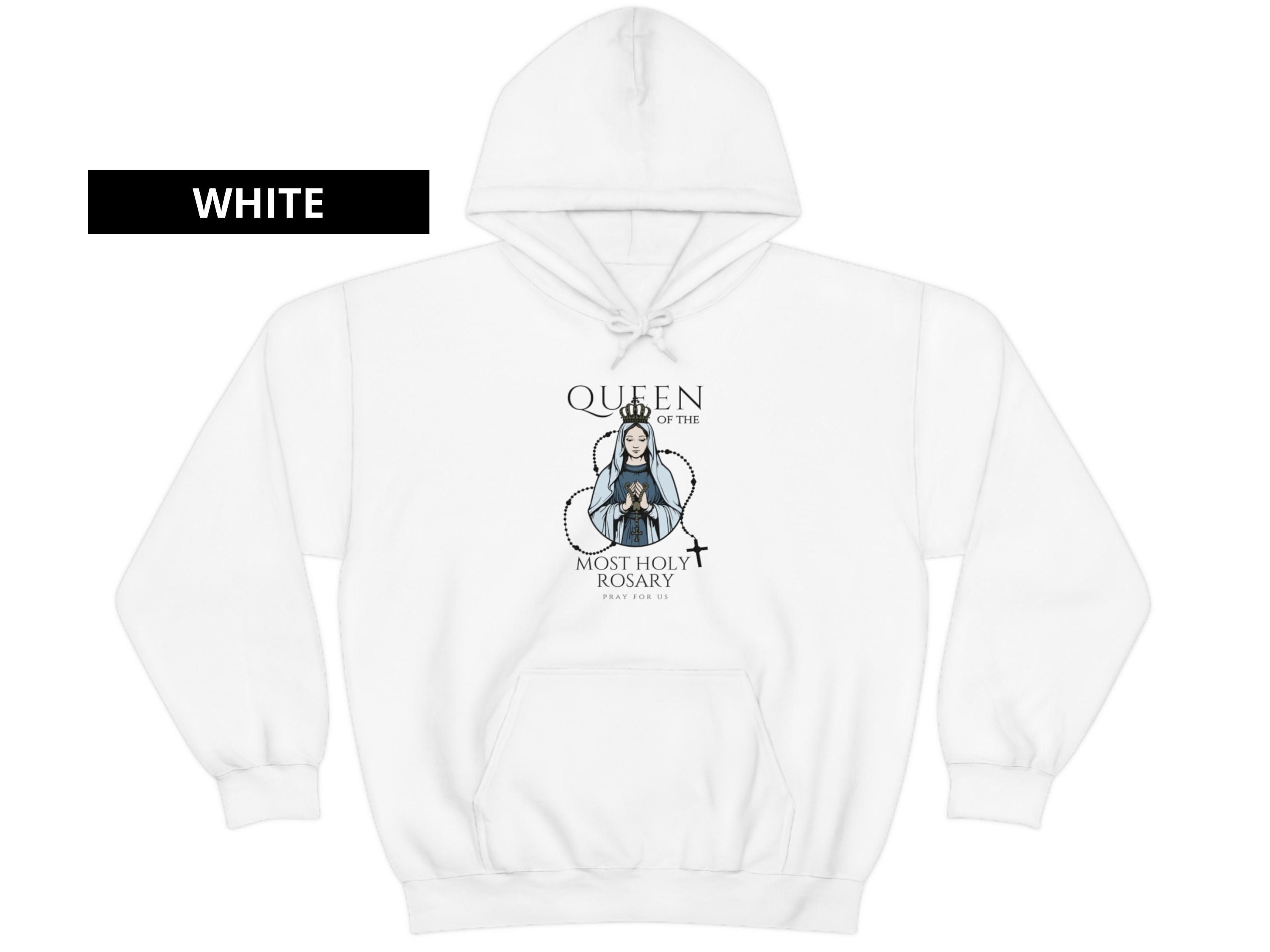 Queen of the Most Holy Rosary Hoodie, Mother of God, Devotion to Rosary ...