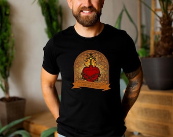 フロントプリントの「最も聖なる御心の祈りTシャツ」、イエスの聖なる御心、私はあなたを信頼します！カトリックアパレル、カトリック服 - カトリックシャツ ユニセックス
