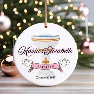 Customizable Baptism Ornament for Baby Girl, Personalized Christening Gift, Baptized in Christ Keepsake, Godparent Gift, Catholic Baby