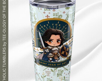 Saint Joan of Arc Kids Tumbler, Catholic Confirmation Gift, 20oz Drinkware, Religious Tumbler, Custom Patron Saint Mug, Communion Present