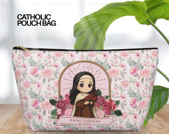 Saint Therese Rosary Pouch: Catholic Gift, Makeup Bag