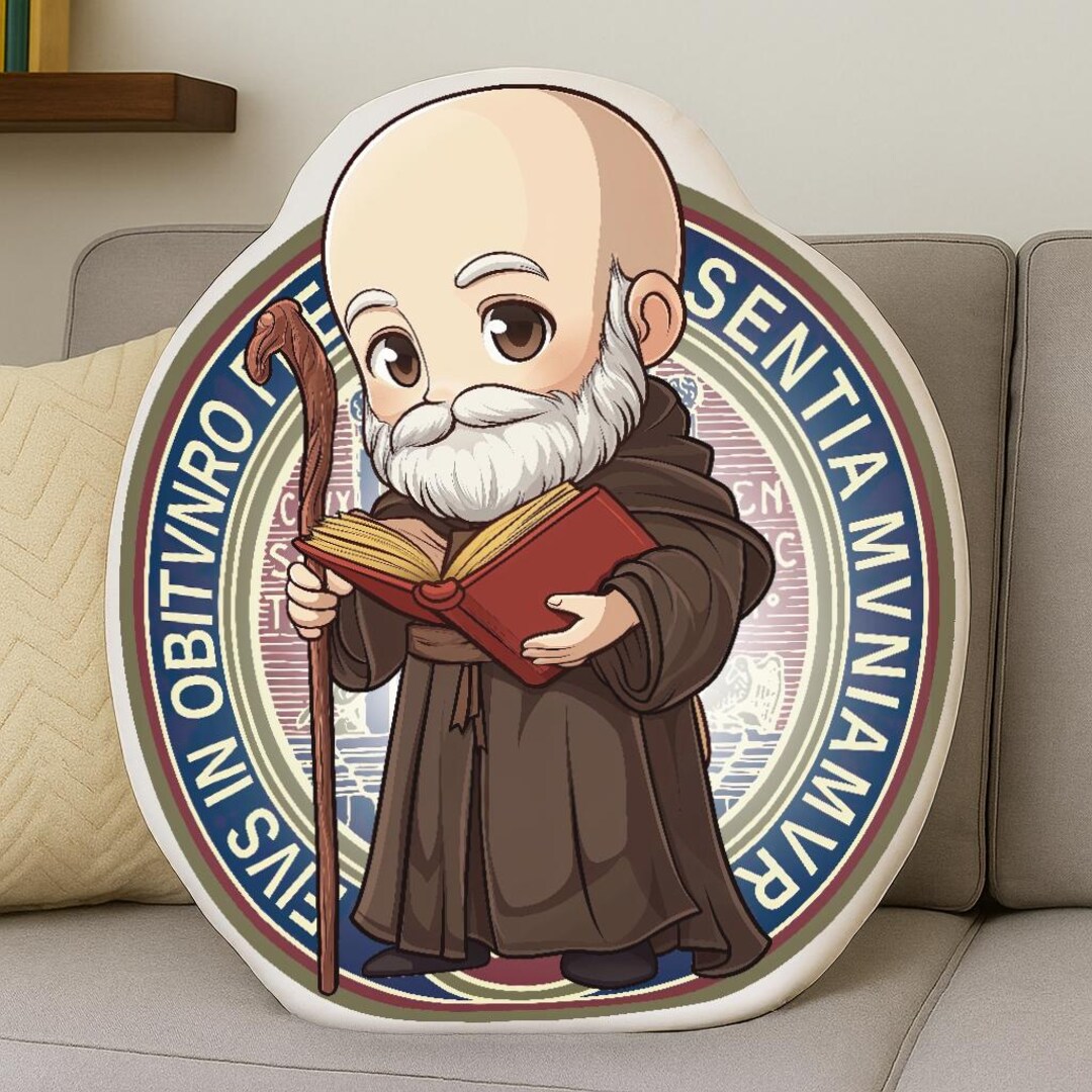Saint Benedict of Nursia Pillow for Kids, St Benedict Medal Custom ...