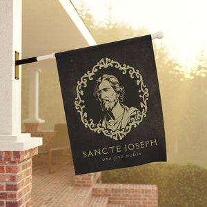 Saint Joseph House Flag/Banner, Devotion to Saint Joseph, Sancte Joseph Ora Pro Nobis, House Decor Flag - Catholic Garden & House Banner