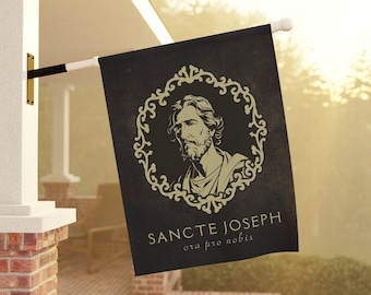 Drapeau/bannière de maison Saint Joseph, dévotion à Saint Joseph, Sancte Joseph Ora Pro Nobis, drapeau de décoration de maison - jardin catholique et bannière de maison
