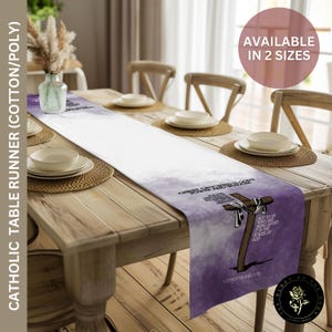 Chemin de table pour la saison du carême, décoration d'intérieur carême 40 jours mercredi des Cendres, linge de table catholique, décoration de cuisine religieuse, décoration de rassemblement