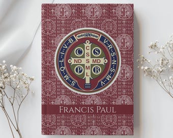 Personalized St Benedict Medal Journal for Kids & Adults, Benedictine Medal, Sermon Notebook, Confirmation First Communion Gift Journal