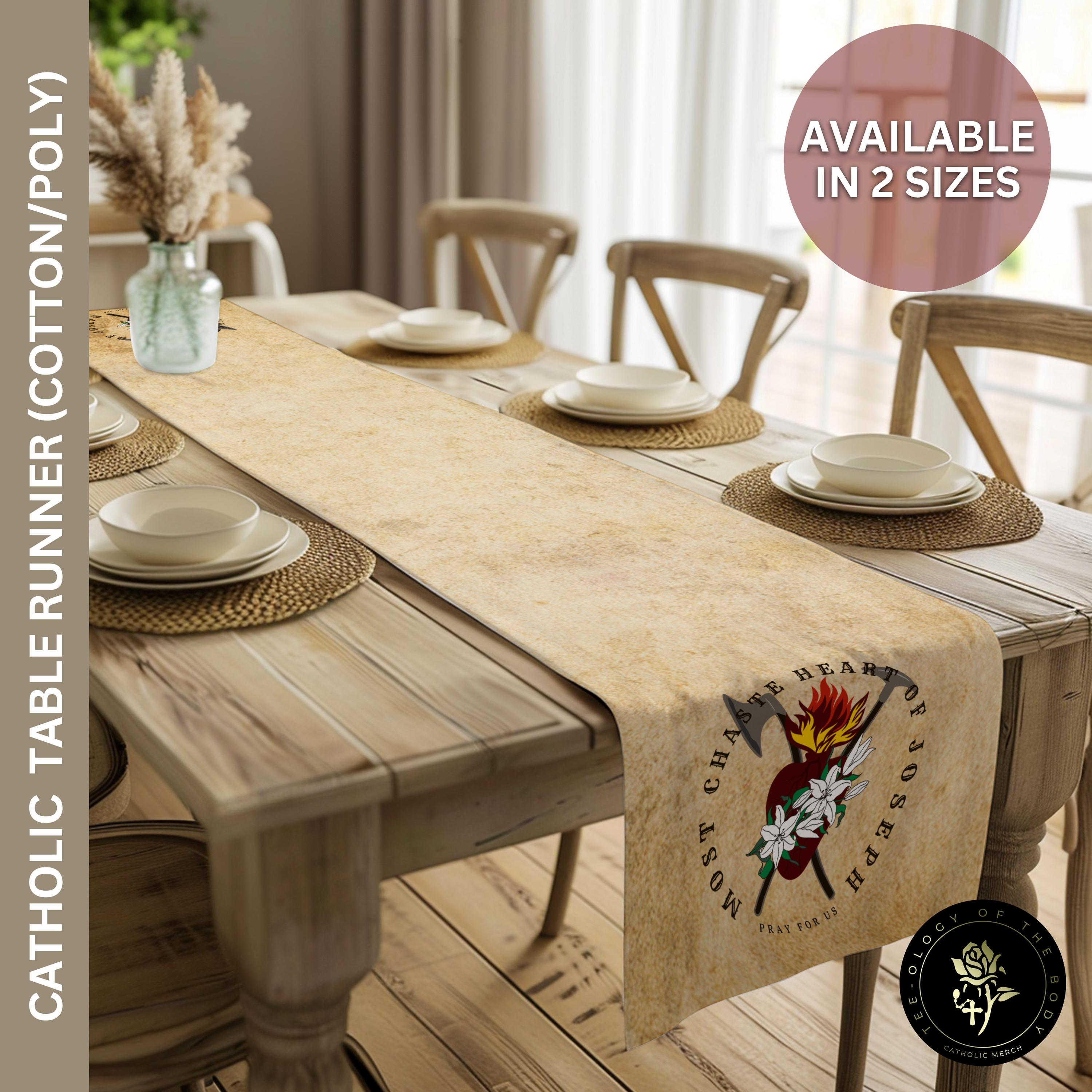 Most Chaste Heart of Saint Joseph Table Runner, Catholic Home, Table ...