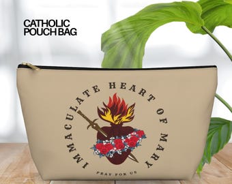 Immaculate Heart of Mary, Blessed Virgin Mary Rosary Pouch Bag, Veil Pouch, Church Bag, Catholic Gift, Confirmation Gift - Catholic Pouches