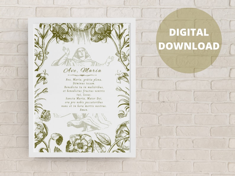 AVE MARIA LATIN Catholic Classic Style Printable Wall Art - Etsy