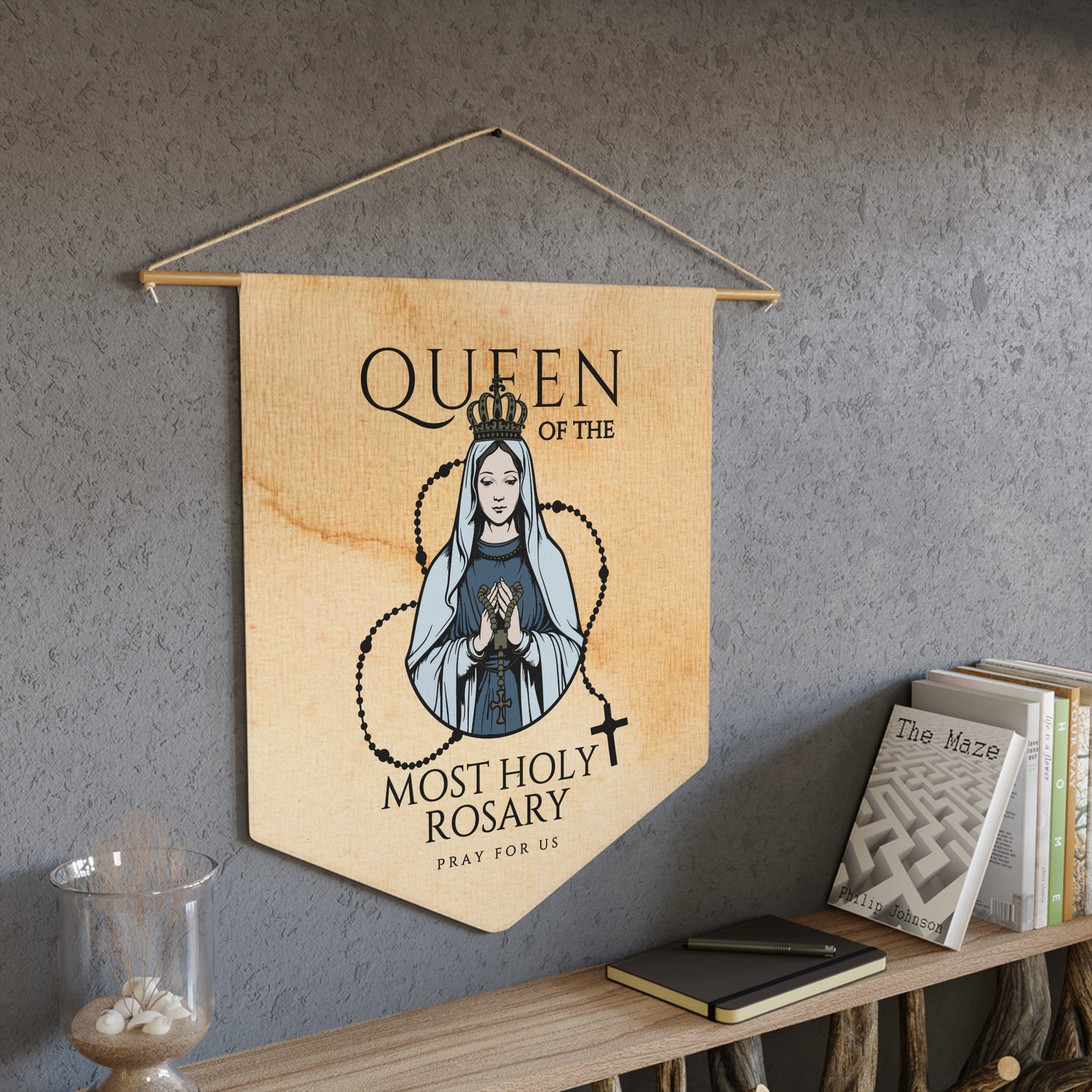 Queen of the Most Holy Rosary Pennant Banner, Devotion to Rosary ...