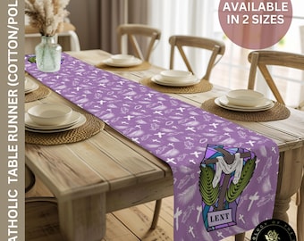 LENT Table Runner, Lent 40 Days Ash Wednesday Home Decor, Catholic Table Linens, Religious Kitchen Decor, Gathering Decoration - Catholic