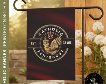 Catholic EST Banner, Catholic Family Home Banner, Pentecost, Jesus Established Catholic Faith House Decor Yard Flag - Garden & House Banner