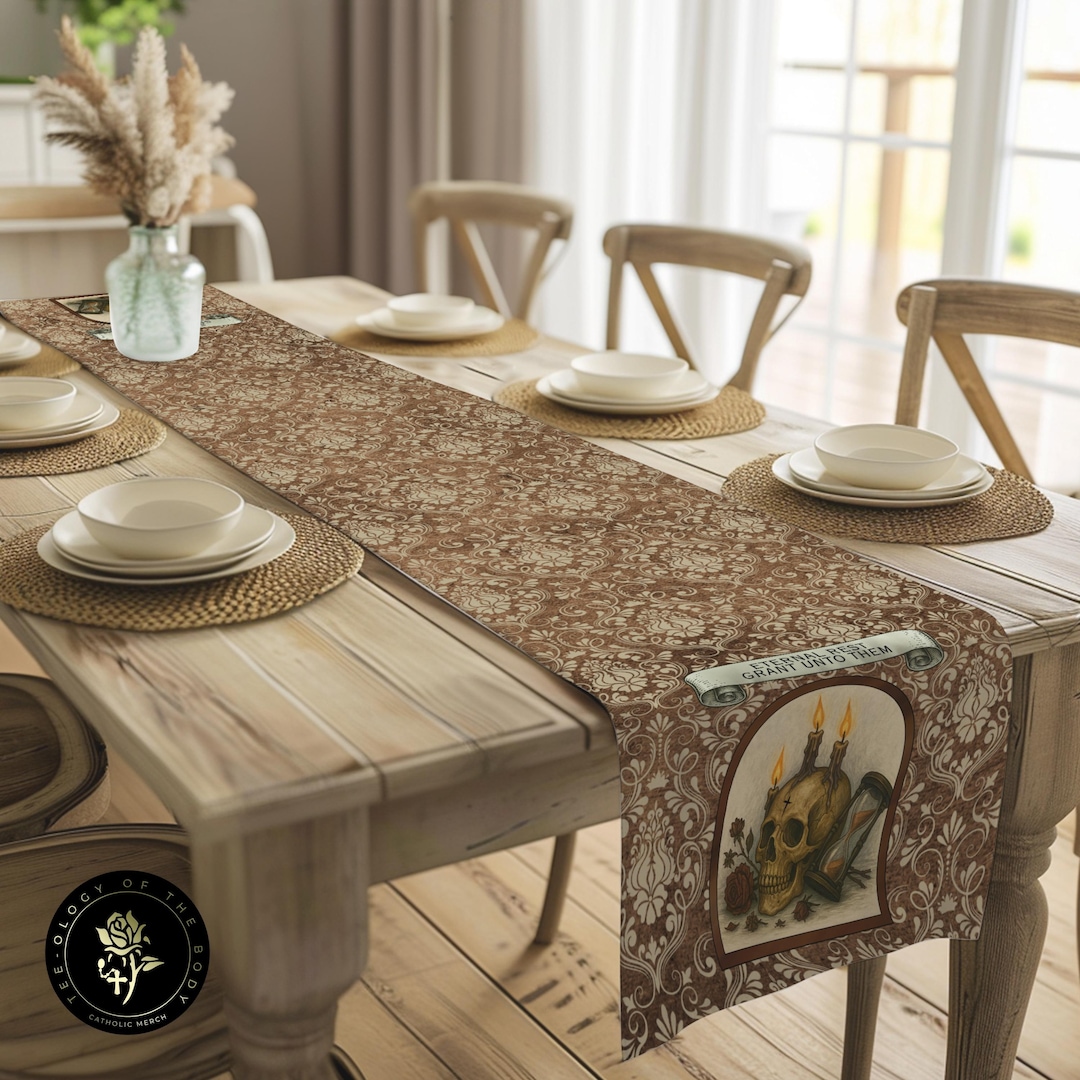 Halloween All Souls Day Table Runner, Catholic Halloween Table Decor ...