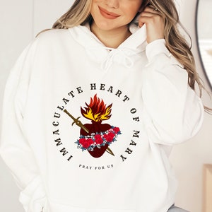 Sudadera con capucha del corazón inmaculado de la Virgen María para mujer, devoción católica a María, camiseta mariana - Sudadera con capucha católica para mujer / UNISEX