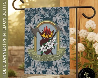 CATHOLIQUE Le plus chaste coeur de saint Joseph, père nourricier du Christ, drapeau de jardin décoration maison coeur de saint Joseph - bannière de jardin et de maison