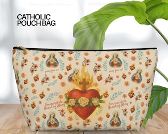 Immaculate Heart of Mary Rosary Pouch: Catholic Gift & Makeup Bag