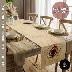 Chemin de table Sacré-Cœur de Jésus, décoration d'intérieur catholique, décoration de table, cadeau déco cuisine salle à manger, cadeau fête religieuse-décor catholique