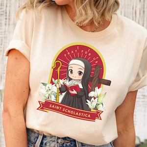 Saint Scholastica Unisex Shirt, Sister of St Benedict, Catholic Devotion, Gift for Women, Catholic Saint, Confimation Saint - Catholic Shirt