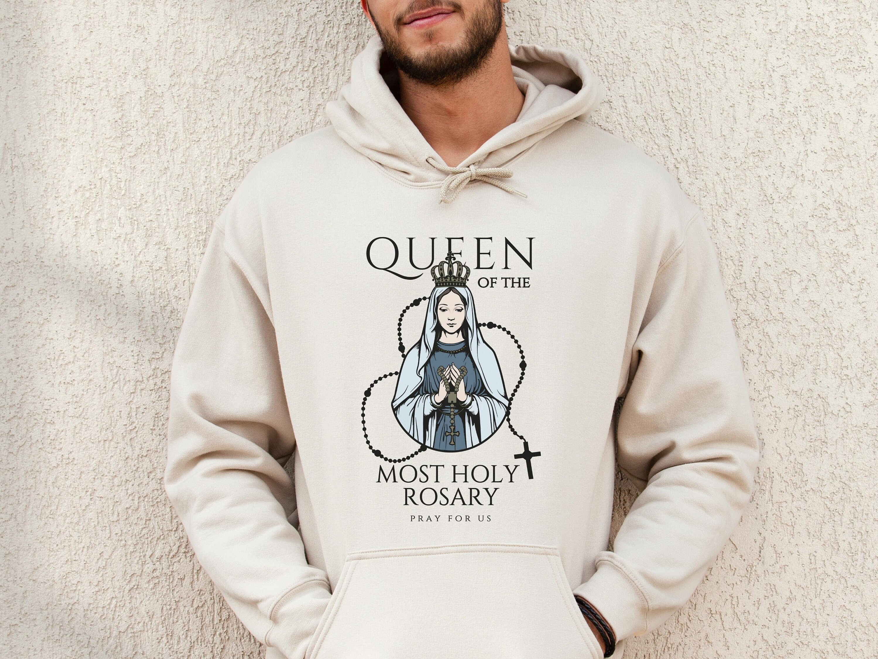 Queen of the Most Holy Rosary Hoodie, Mother of God, Devotion to Rosary ...