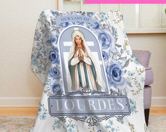CUSTOMIZABLE Our Lady of Lourdes Blanket, Confirmation and Baptismal Gift, Throw Blanket for Children baptism gift - Catholic Marian Blanket
