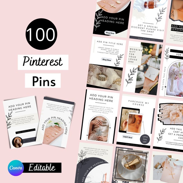 100 Produkt Pinterest Marketing Template Canva | Pinterest Pins | Blogging-Vorlage | Canva Bundle | Blogger Template |Viral Pins
