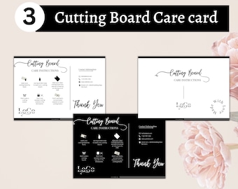 Cutting Board Care Card canva Template | Printable Cutting Board Care Instruction | Ready to print | canva Template | Care Card