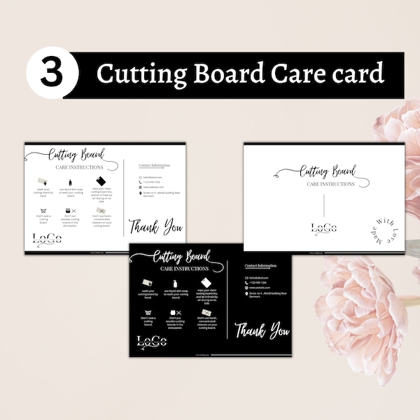 Cutting Board Care Instructions Printable Card Etsy UK