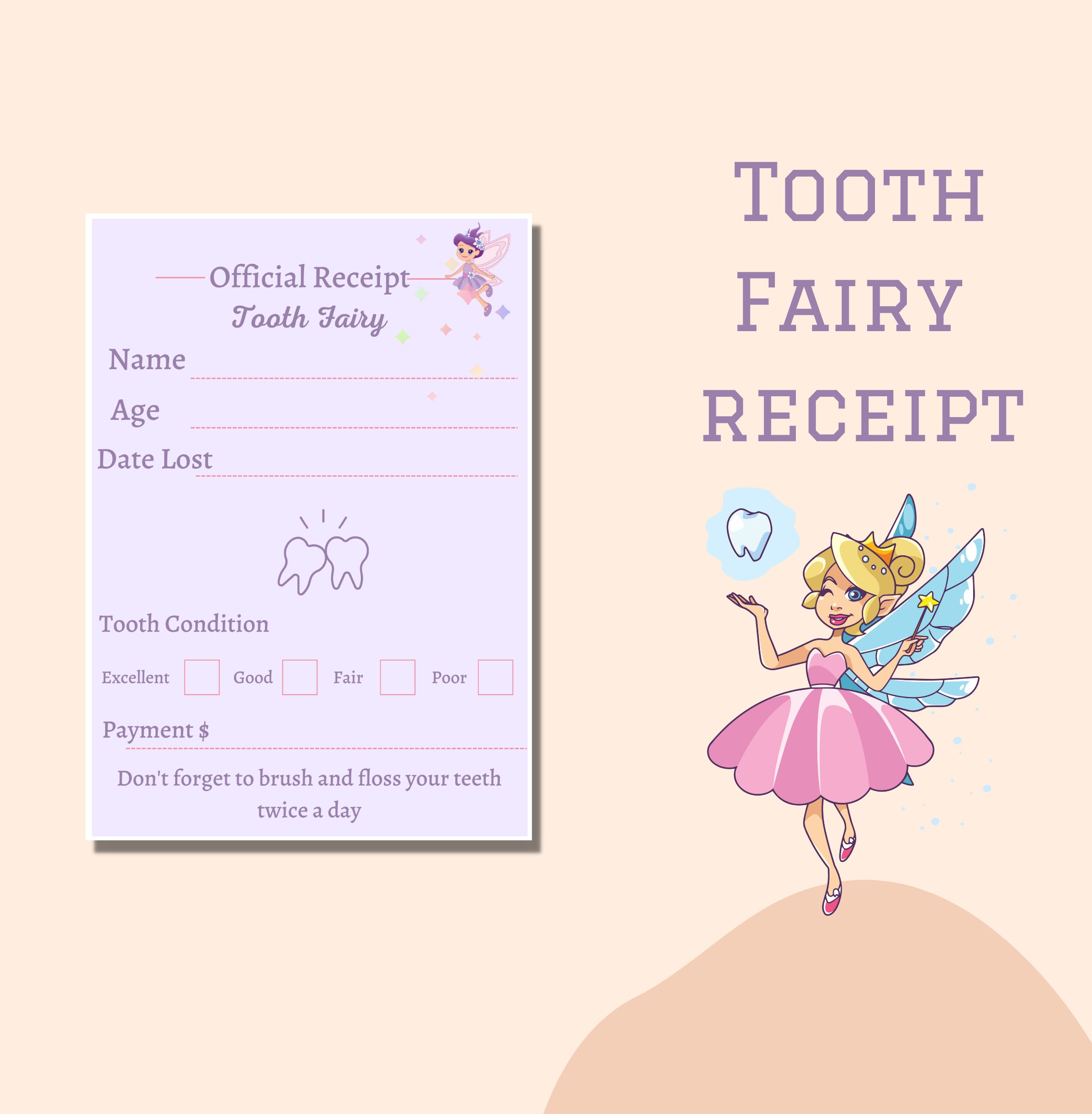 Editable Tooth Fairy Reciepttooth Fairy Certificatelost Tooth Editable Tooth Fairy Reciepttooth Fairy Certificatelost Tooth