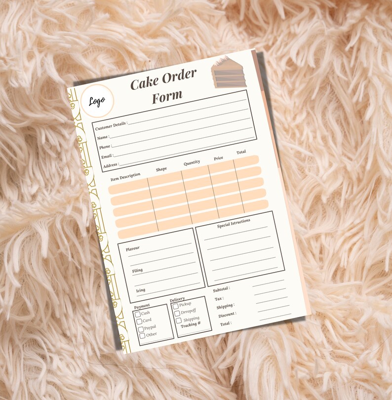 Cake Order Form for Cakes Editable Order Form Custom Order Form ...