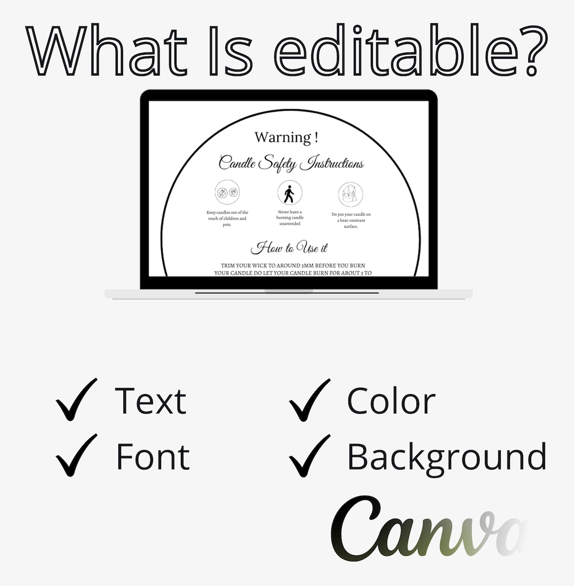 Editable Candle Warning Label Round Candle Label Candle Safety Label