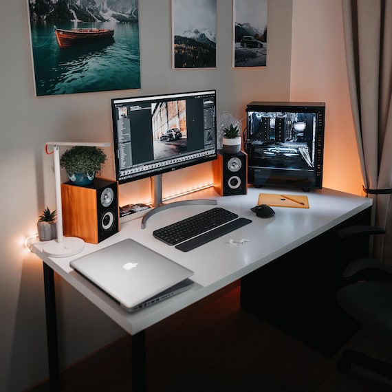 Gaming Desk PRO LED Computer Desk Table Grommet for Cables Etsy