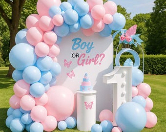 96pcs Gender Reveal Balloon Garland Kit - Pink and Blue Arch Backdrop|Boy or Girl Baby Shower Decoration for Party, Photo Booth Decor