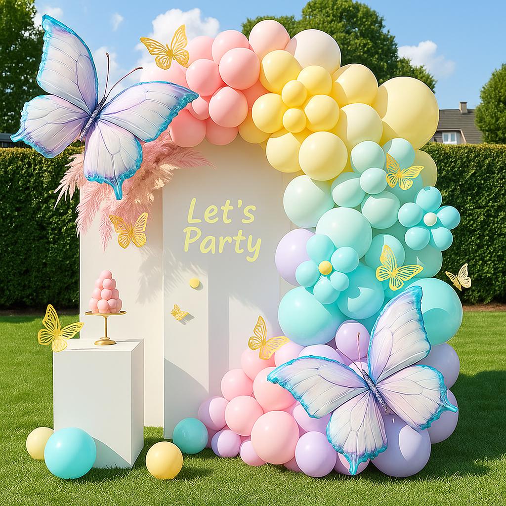 Pastel Balloon Garland Kit or Daisy Foil Balloons – Birthday Party Decoration, Baby Shower Backdrop, Butterfly & Flower Balloons