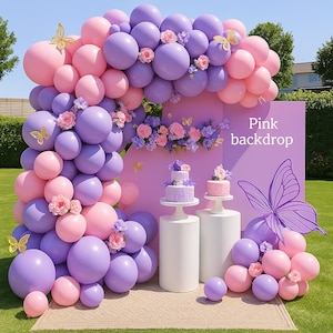 Balloon Garland Kit for Girls Birthday, Baby Shower, Butterfly Party Decorations, Pink Purple Butterfly Floral Arch Balloon Backdrop