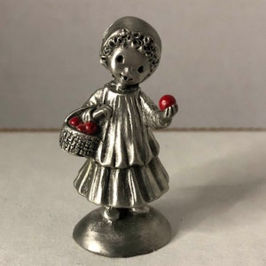 Hallmark Mary Hamilton Girl With Apples Pewter Figurine
