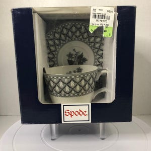 The Spode Blue Room Collection Geranium Teacup and Saucer