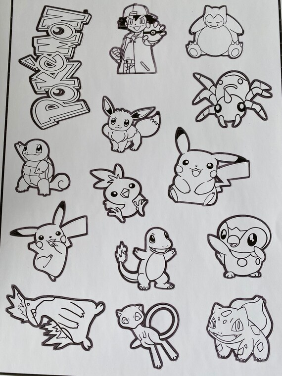 Pokémon Sticker Coloring Page Etsy