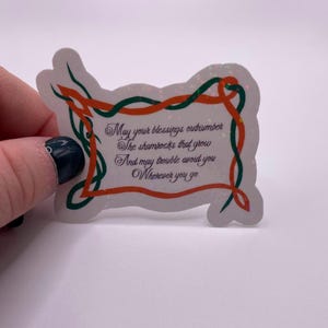 Bénédiction de la chance pour la Saint-Patrick avec bannière orange et verte Sticker