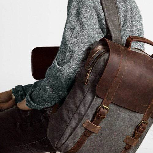 Handmade Italian Leather Laptop Backpack for Women and Men in Etsy