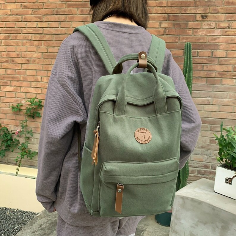 Canvas Backpack Large Capacity School Backpack University Etsy Australia