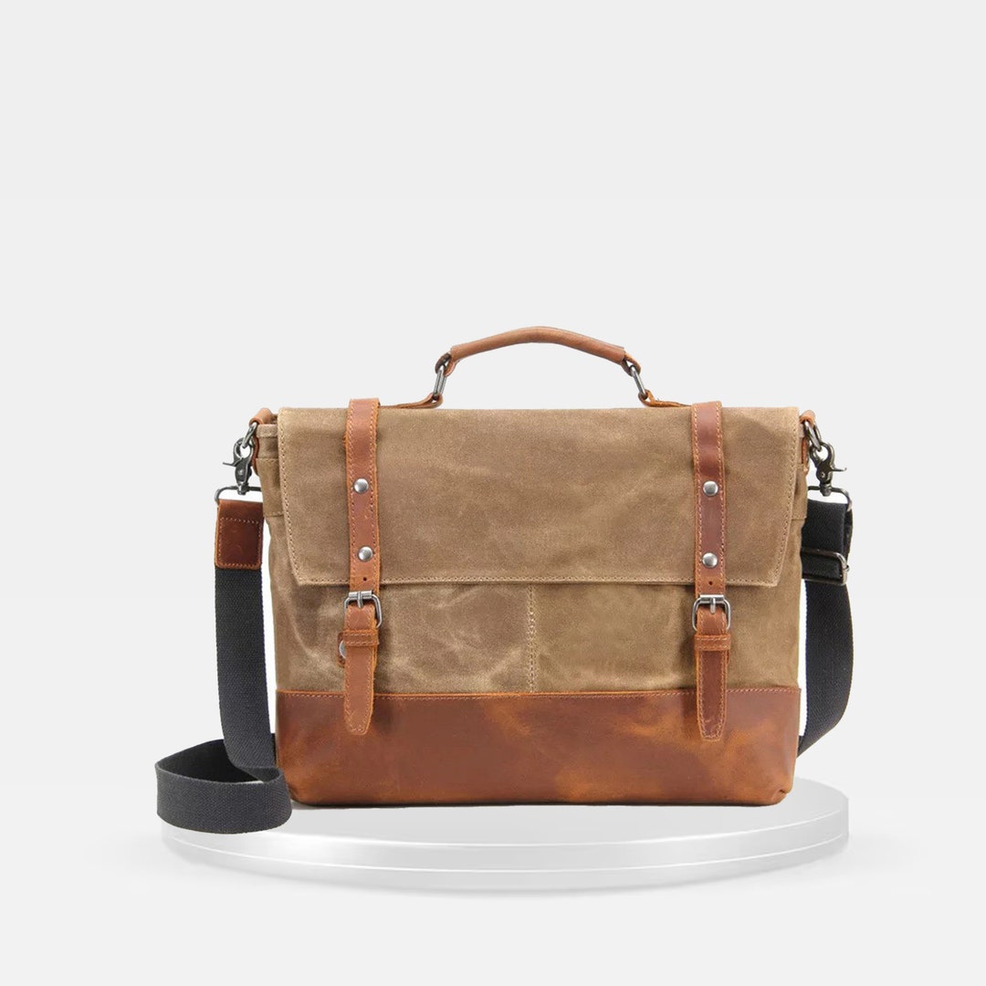 Canvas Men Briefcase Working Travel Laptop Bag Canvas Retro Style Men's