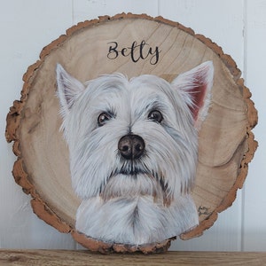 Custom pet portrait, Painting from photo, Hand painted pet portrait, Painting on Log Slice, Commission pet portrait, Pet memorial, Pet loss