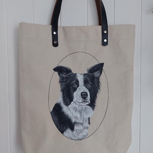 Custom acrylic pet portrait, Painting from photo, Hand painted pet portrait, Commission pet portrait, Pet memorial, Tote bag