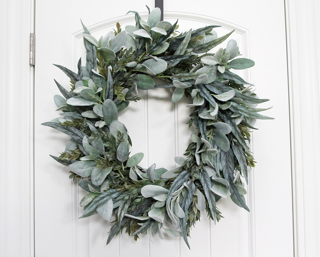 Year Round Greenery Wreath With Lamb's Ear Eucalyptus and Ruscus ...