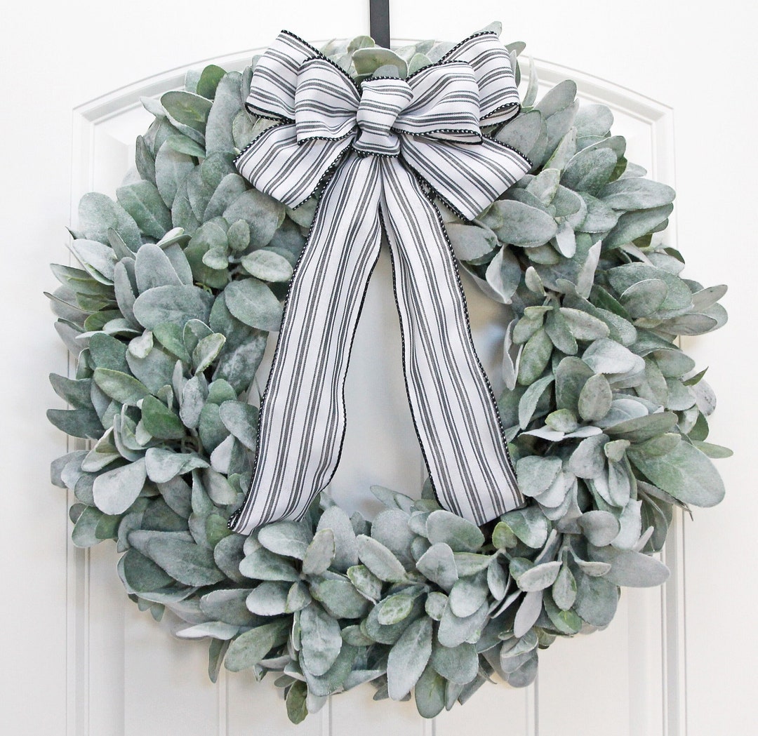 Lamb's Ear Wreath, Year Round Wreath for Front Door, Modern Farmhouse ...