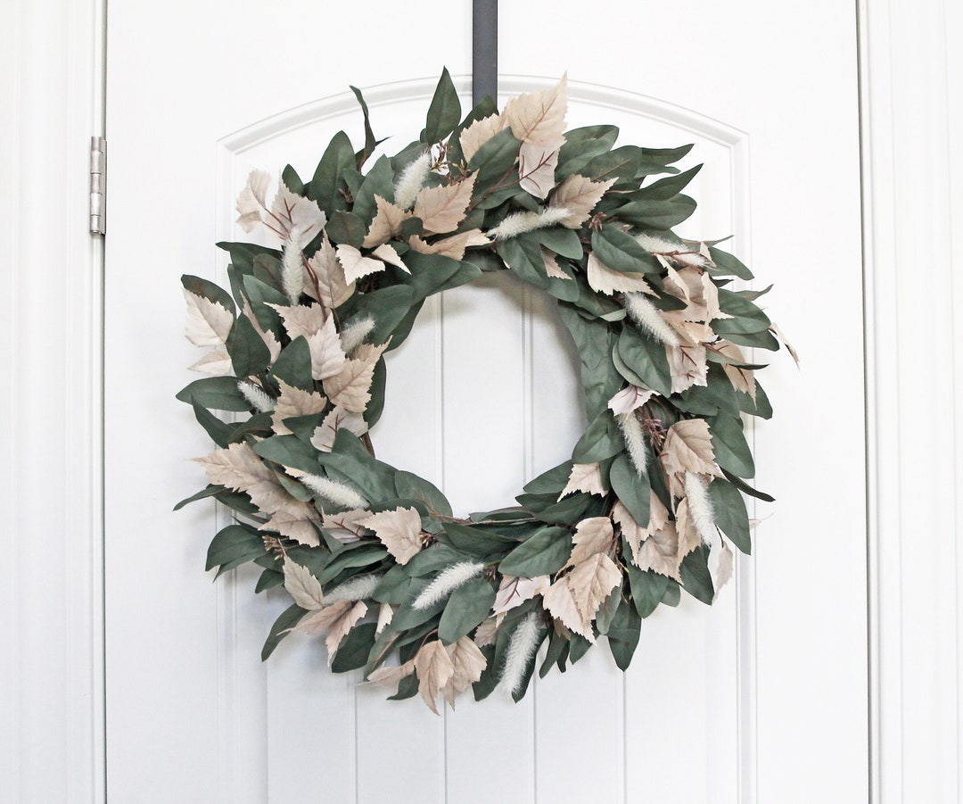 Fall Wreath for Front Door, Eucalyptus Aspen Leaf Bunny Tail Autumn ...