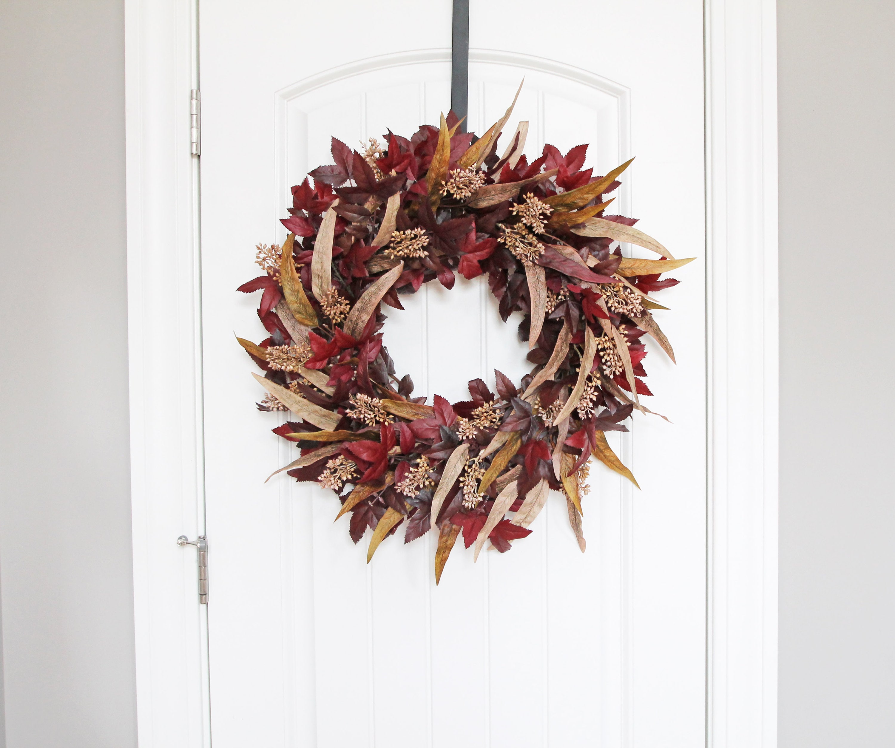 Burgundy and Beige Eucalyptus Fall Wreath With Cream Seed Berries ...