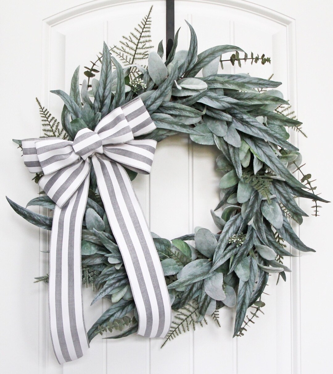 Lamb's Ear and Eucalyptus Wreath, Year Round Wreath for Front Door ...